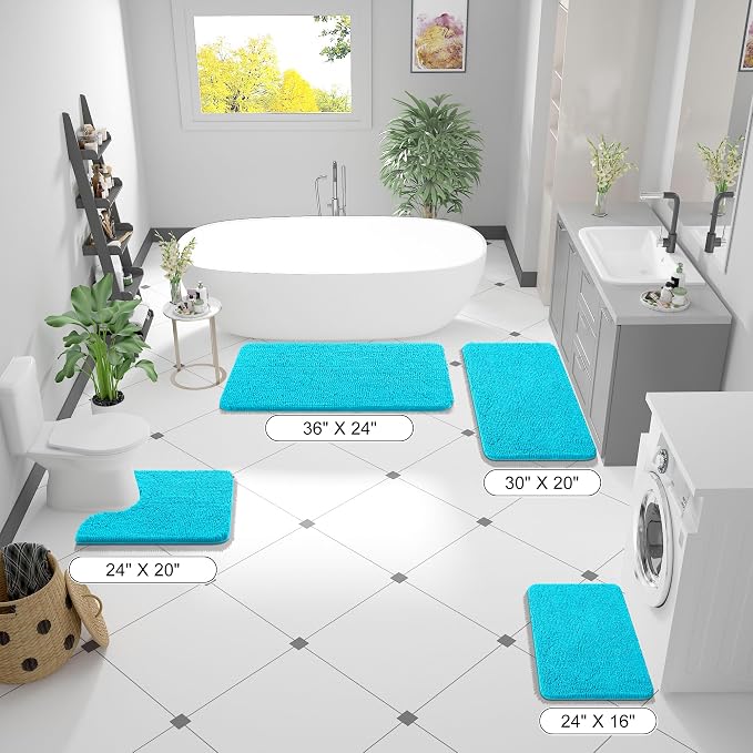 OLANLY Bathroom Rugs 30x20, Extra Soft Absorbent Chenille Bath Rugs, Rubber - Image 2
