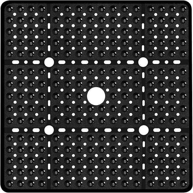 Large Black Square Shower Mat Non Slip 27 x 27 Inch, Shower Bath Mats Tub Mat by NaolotureHome