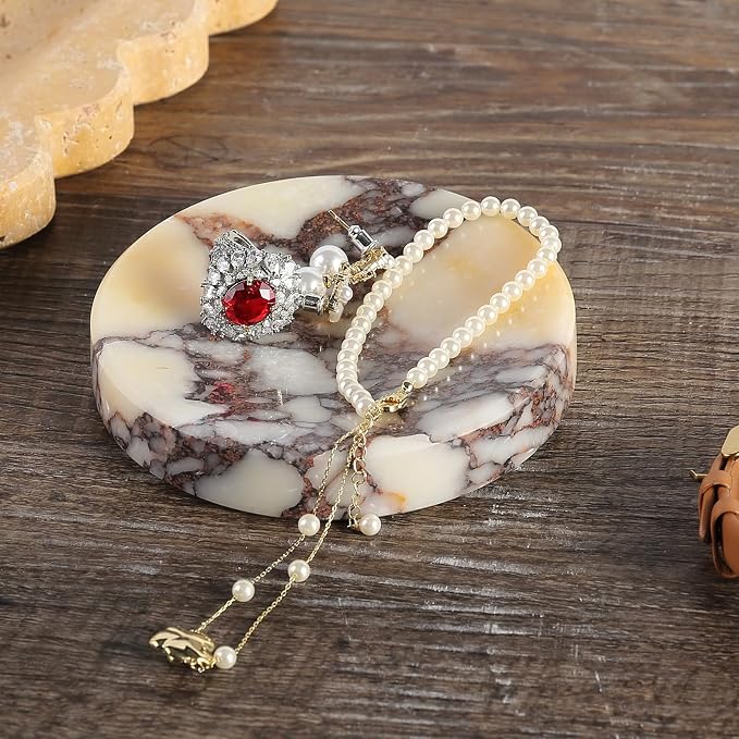 Koville Luxury Italy Calacatta Viola Marble Jewelry Dish, Small Round Trinket - Image 4