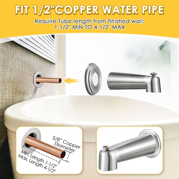 Enhon 7 Inch Slip on Tub Spout - Image 4