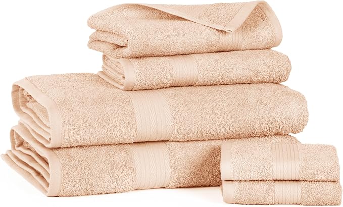 Ample Decor 100% Cotton 6 Piece Bathroom Towels Set, 2 Bath Towels, 2 Hand - Image 3