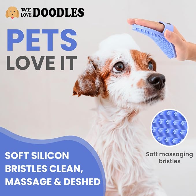 We Love Doodles Pet Rubber Bath Brush and Dog Shampoo - Image 4