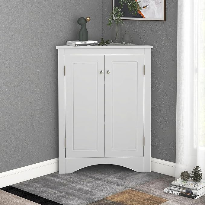 Corner Storage Cabinet with Adjustable Shelves, Triangle Bathroom & Kitchen by PRINKROOMY