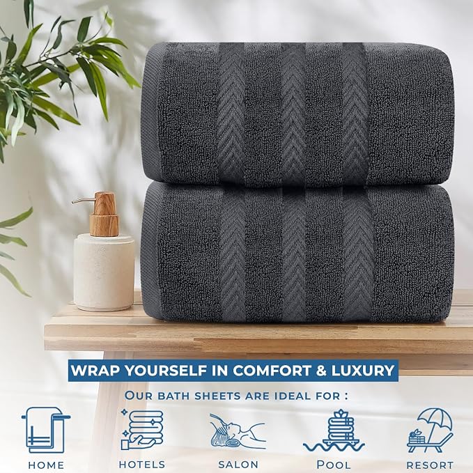 DAN RIVER 2 Pack Luxury Bath Sheets 35x70, 600 GSM, Soft & Quick Dry 100% Ring - Image 3