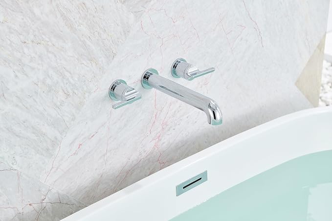 SITGES Solid Brass Wall Mount Tub Filler, High-End Design, High Flow Bathtub - Image 2