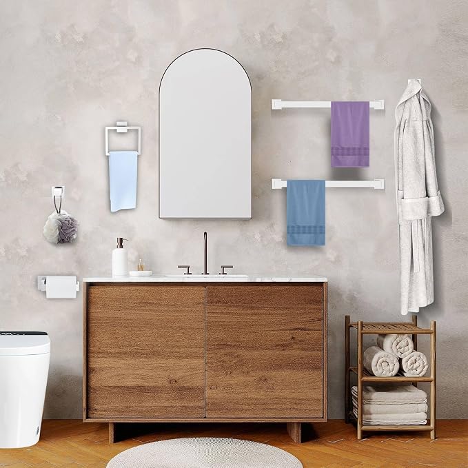 Brushed Nickel Bathroom Hardware Accessories Set 10-Piece Brushed Towel Bar Set - Image 7