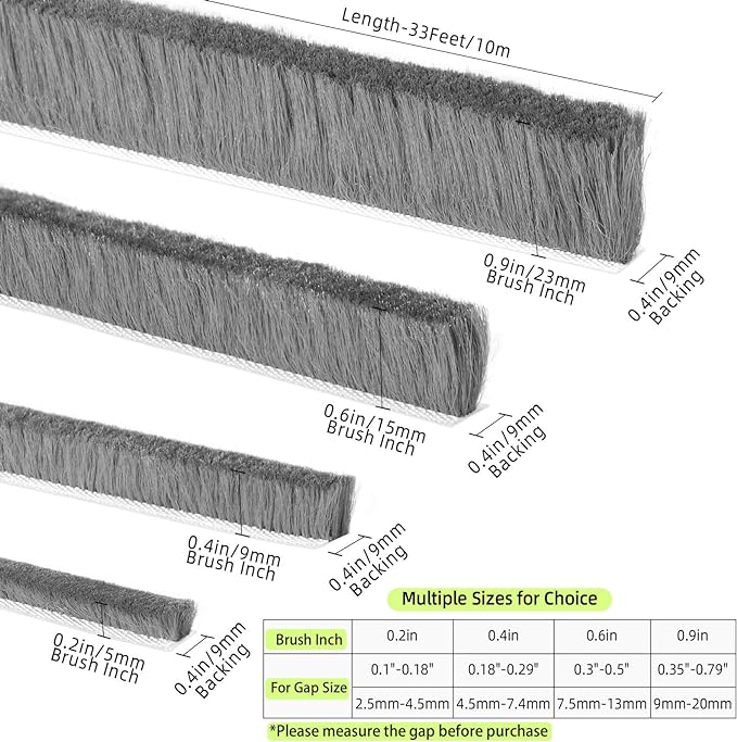2Pack MILEQEE Door Brush Seal, 66Feet Total, Felt Pile Weather Stripping - Image 2