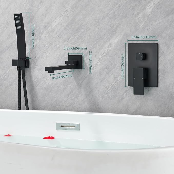 DASAN Swiveling Wall Mount Tub Filler Faucet Set - Image 7