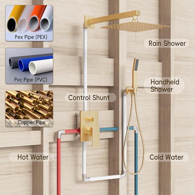 Gold Shower System, Shower Faucet Set - Image 6