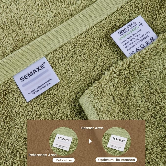 SEMAXE Green Bathroom Towel, 100% Cotton Bath Towel - Image 4