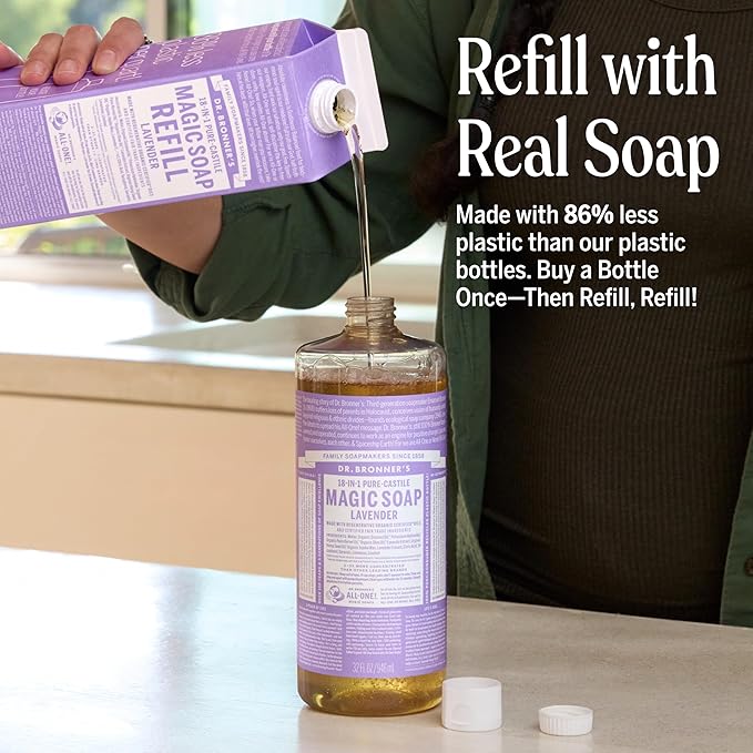 Dr. Bronner's Pure-Castile Liquid Magic Soap Bottle & Refill Carton - Image 2