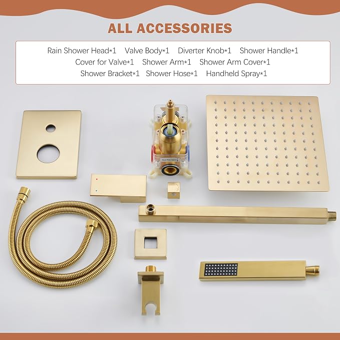 Gold Shower System, Shower Faucet Set - Image 8