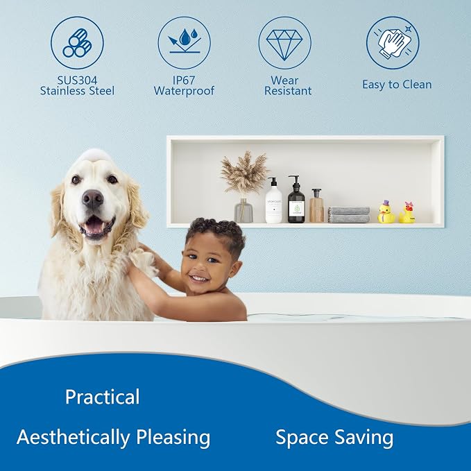 Neodrain 36X12 Inch Recessed Shower Niche, Bathroom Storage Organizer in Wall - Image 4