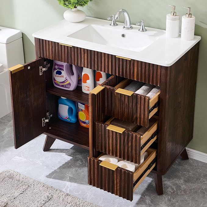 T4TREAM 36" Fluted Bathroom Vanity - Image 6