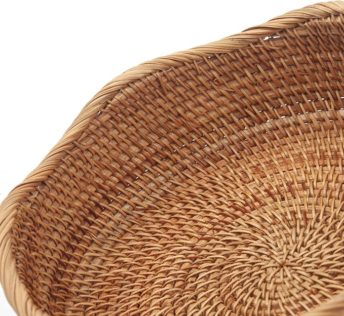 Rattan Bread Baskets Round Woven Fruit Bowls Key Holders Stackable - Image 4