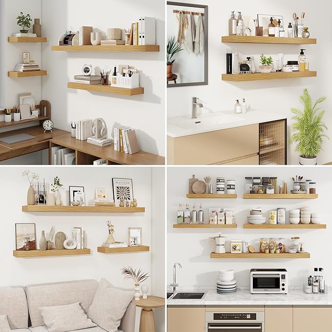fuqing Floating Shelves for Wall, Wall Mounted Wood Floating Shelf - Image 7