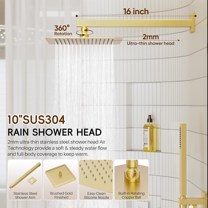 Gold Shower System, Shower Faucet Set - Image 4