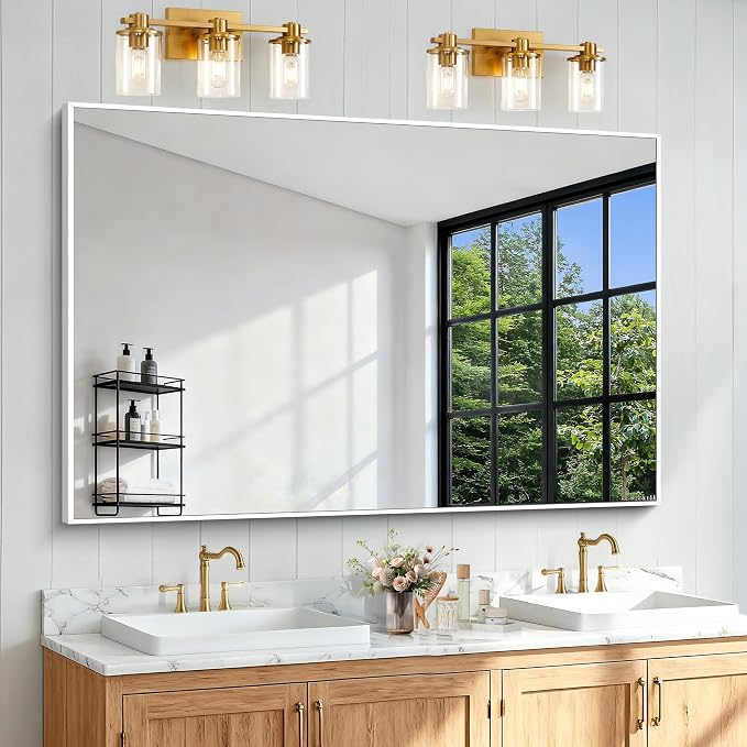 BONEWEI White Bathroom Mirror, 55x36 inch Wall Mirror - Image 2