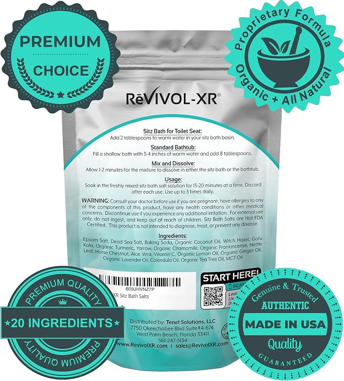 Sitz Bath for Hemorrhoids Soothing 20-in-1 Salts Mix + E Oils, 15 Soaks - Image 4