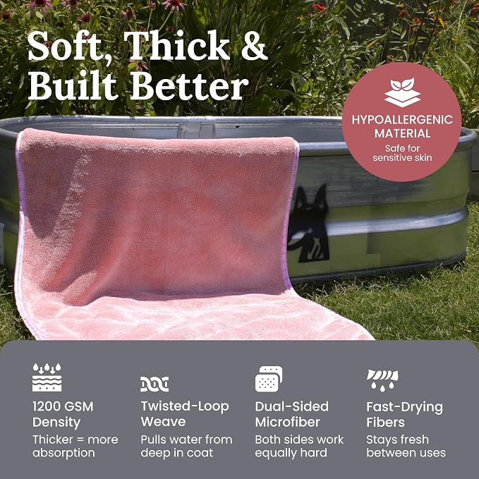 Premium Drying Towel – Large 24x35" Super Absorbent Microfiber Dog Bath Towel – - Image 4