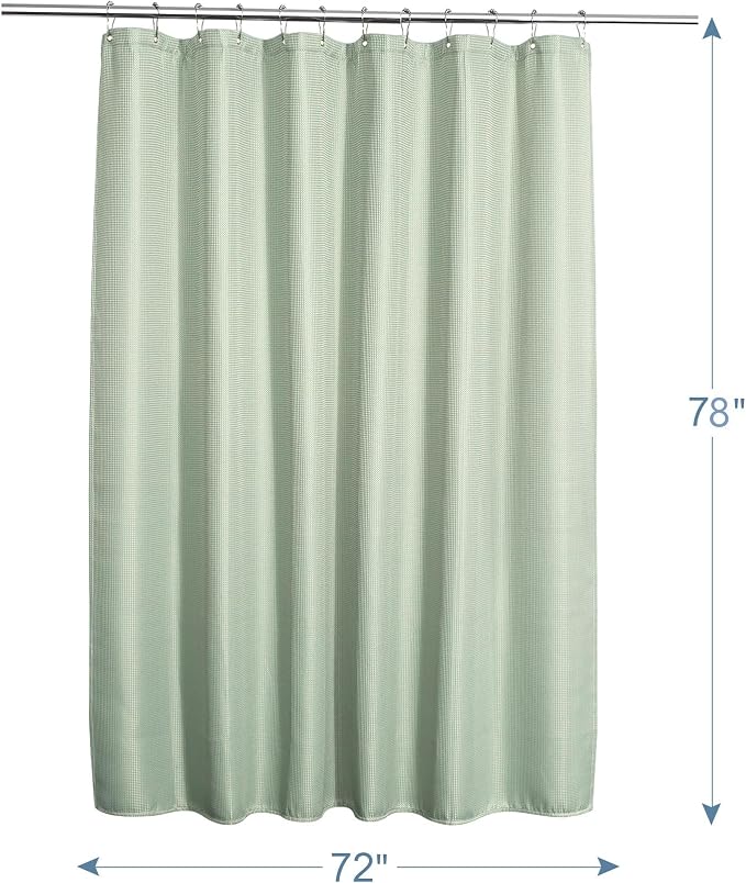 AmazerBath Waffle Shower Curtain, Sage Green Fabric, Long - Image 7