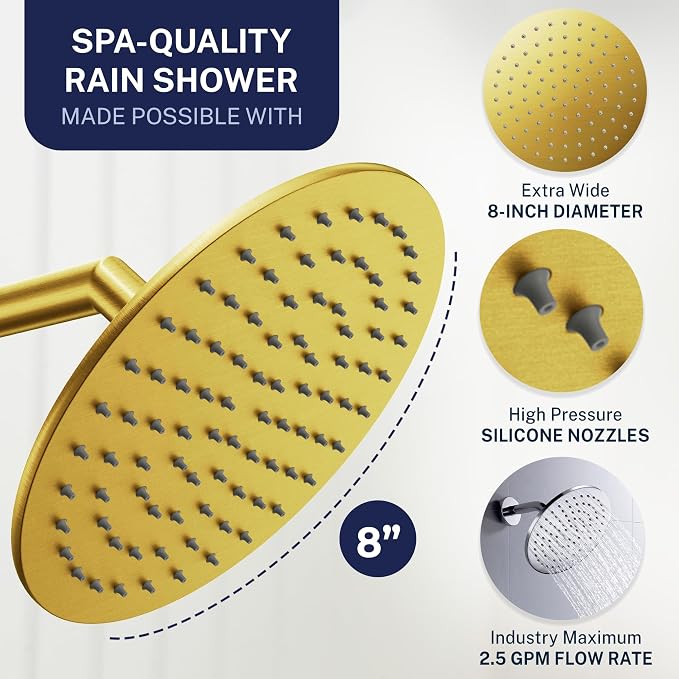 HammerHead Showers Solid Metal Round 8 Inch Rainfall Shower Head, High Flow - Image 3