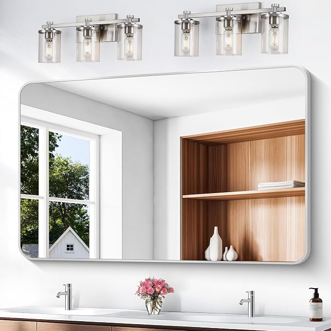 BONEWEI Silver Bathroom Mirror, 55x36 inch Wall Mirror - Image 2