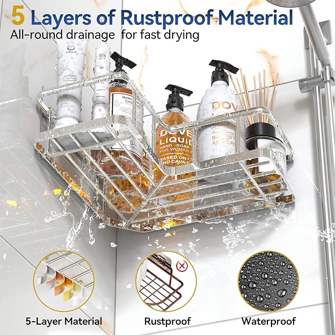 YASONIC Corner Shower Caddy Organizer, Large Capacity Shower Storage Rack - Image 3