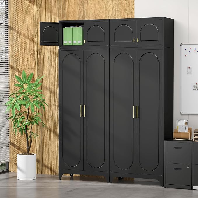 Metal Storage Cabinet and Wall Upper Storage Cabinet, 90Inch White Kitchen by Steeloong