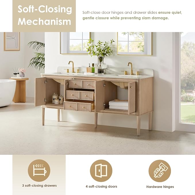 ALTAIR 72 Double Sink Bathroom Vanity Floating and Freestanding Vanity Ceramic - Image 4