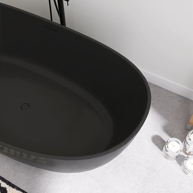SJ STAR&JANE 65" Solid Surface Freestanding Bathtub Stone Resin Soaking Tub - Image 7