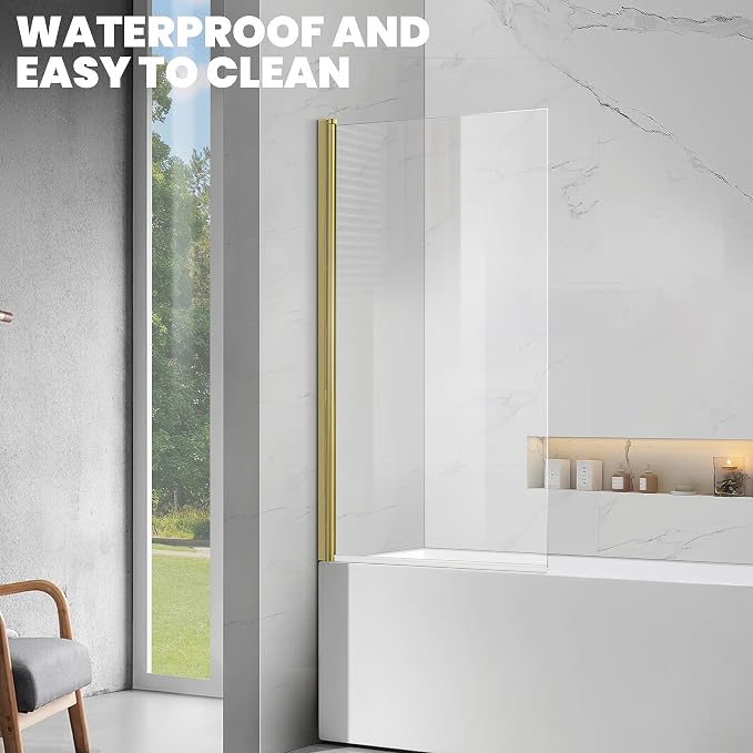 Frameless Tub Shower Door, Hinged Foldable Bathtub Screen - Image 5