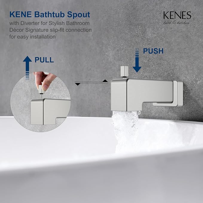 KENES Tub Shower Faucet Set Complete, Brushed Nickel Tub and Shower Trim Kit - Image 8