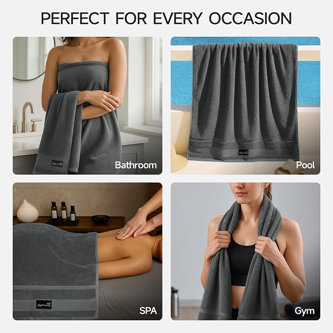 REDKISS 2 Pack Large Bath Towels Set, 100% Cotton, 31x63 in, Heavyweight 760G - Image 8