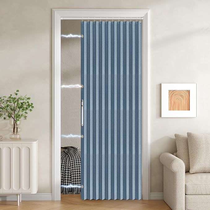100% Blackout Fabric Folding Door Curtain by JILRON
