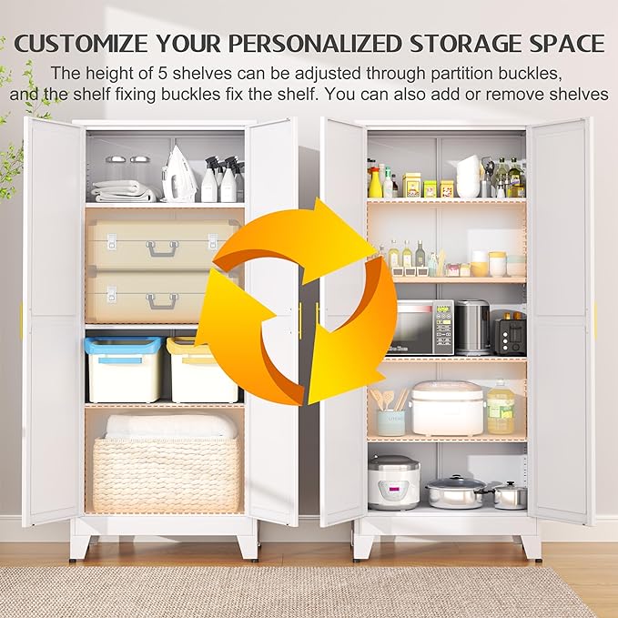 75.2" Tall Metal Kitchen Pantry Storage Cabinets - Image 4