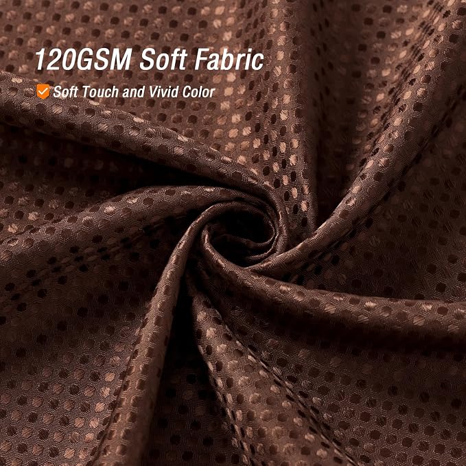 Gibelle Brown Shower Curtain, Waffle Weave Textured Fabric Shower Curtain - Image 2