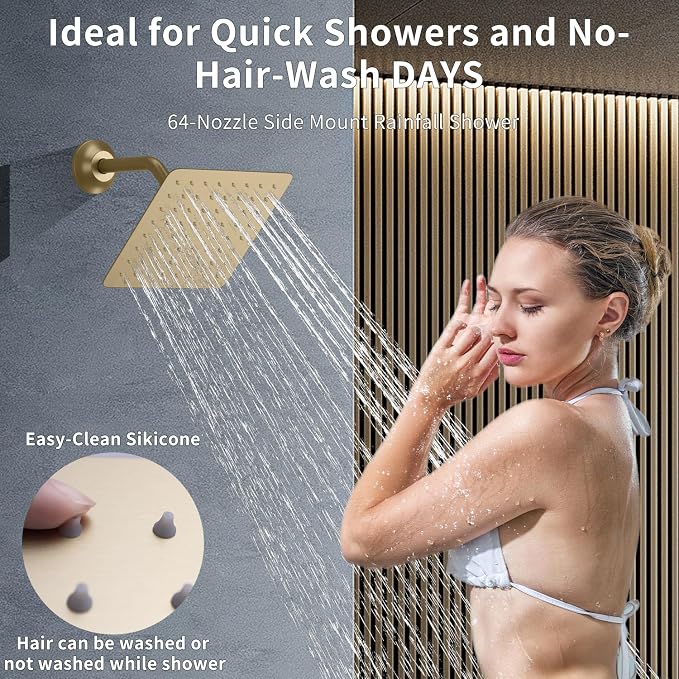 Bathroom Rainfall Shower System Wall Mount 8 Inch Shower Head - Image 3