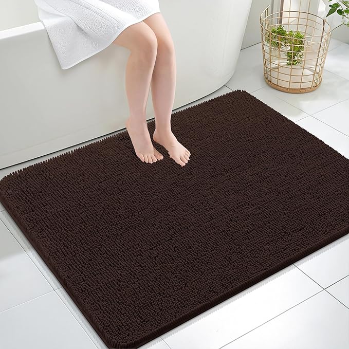 OLANLY Bathroom Rugs 40x32, Extra Soft Absorbent Chenille Bath Rugs, Rubber by OLANLY