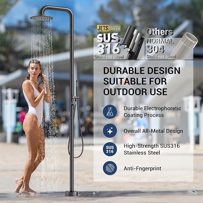 Freestanding Outdoor Shower Faucet Set, 316 Marine Grade Stainless Steel - Image 2