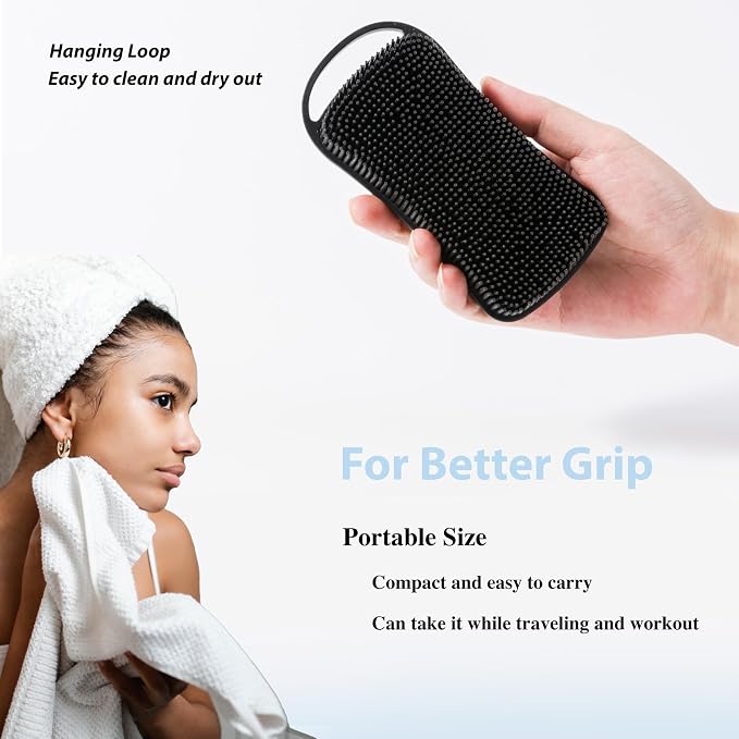 2 PC Silicone Body Scrubber, 2 in 1 Exfoliating Shower Bath Scrubber, Soft - Image 3