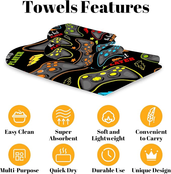 Gaming 3 Piece Towel Bathroom Sets, 1 Bath Towel, 1 Washcloth, 1 Hand Towel - Image 4