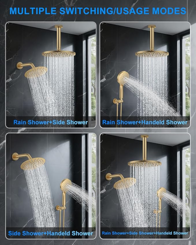 Shower System with Pressure Balance Valve, Brushed Gold - Image 2