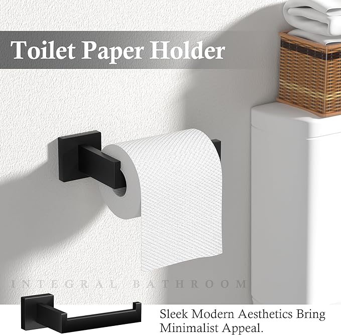 5-Pieces Matte Black Bathroom Accessories Set, 23.6 Inch Bath Towel Bar Set - Image 5