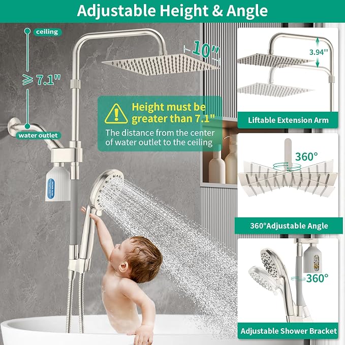 10" Filtered Rain Shower Head - Image 2
