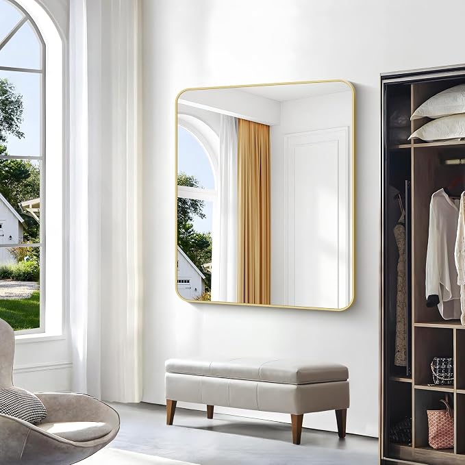 BONEWEI Gold Bathroom Mirror, 40x48 inch Wall Mirror - Image 4