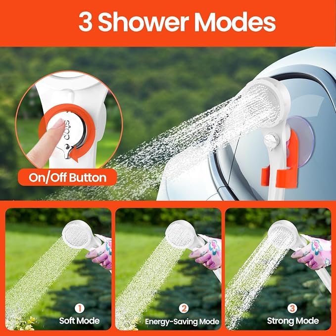 Portable Camping Shower with 2000W Heater, Long-Lasting 7800mAh Rechargeable - Image 7