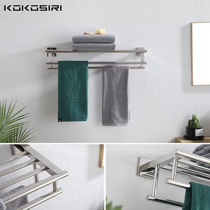 KOKOSIRI Bath Towel Rail Bathroom Towel Rack Towel Holder 24 Inch Towel Shelf - Image 7