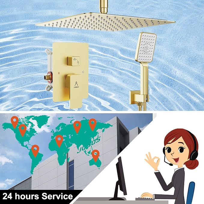Shower System 12IN Modern Rain Brass Faucet Set - Image 6