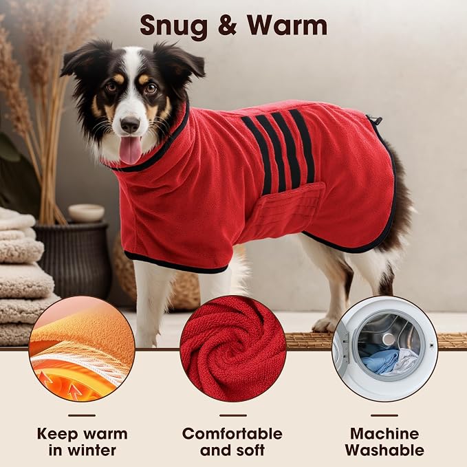 Microfibre Dog Bathrobe Towel Wrap Super Absorbent Dog Drying Coat Bath Robe - Image 3
